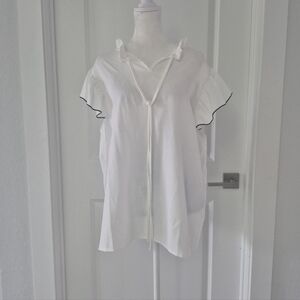 White Women's Top with Black Trim